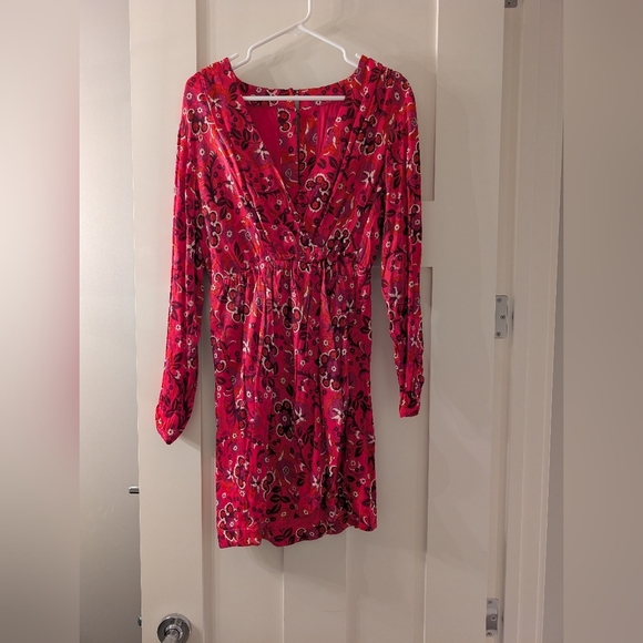 Maeve by Anthropologie Wrap Dress Pink Floral Long Sleeve - Picture 2 of 7